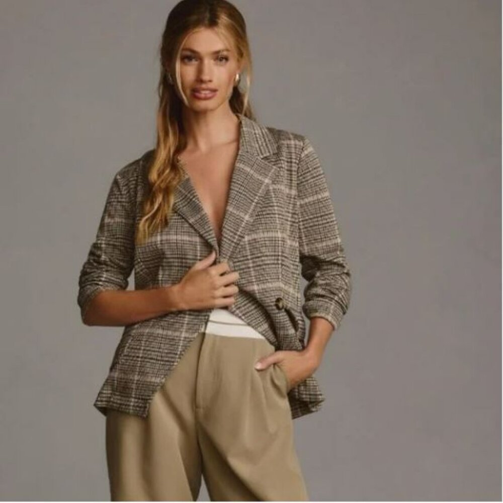 Anthropologie | Maeve Collegiate Plaid Knit Blazer | - Picture 5 of 10